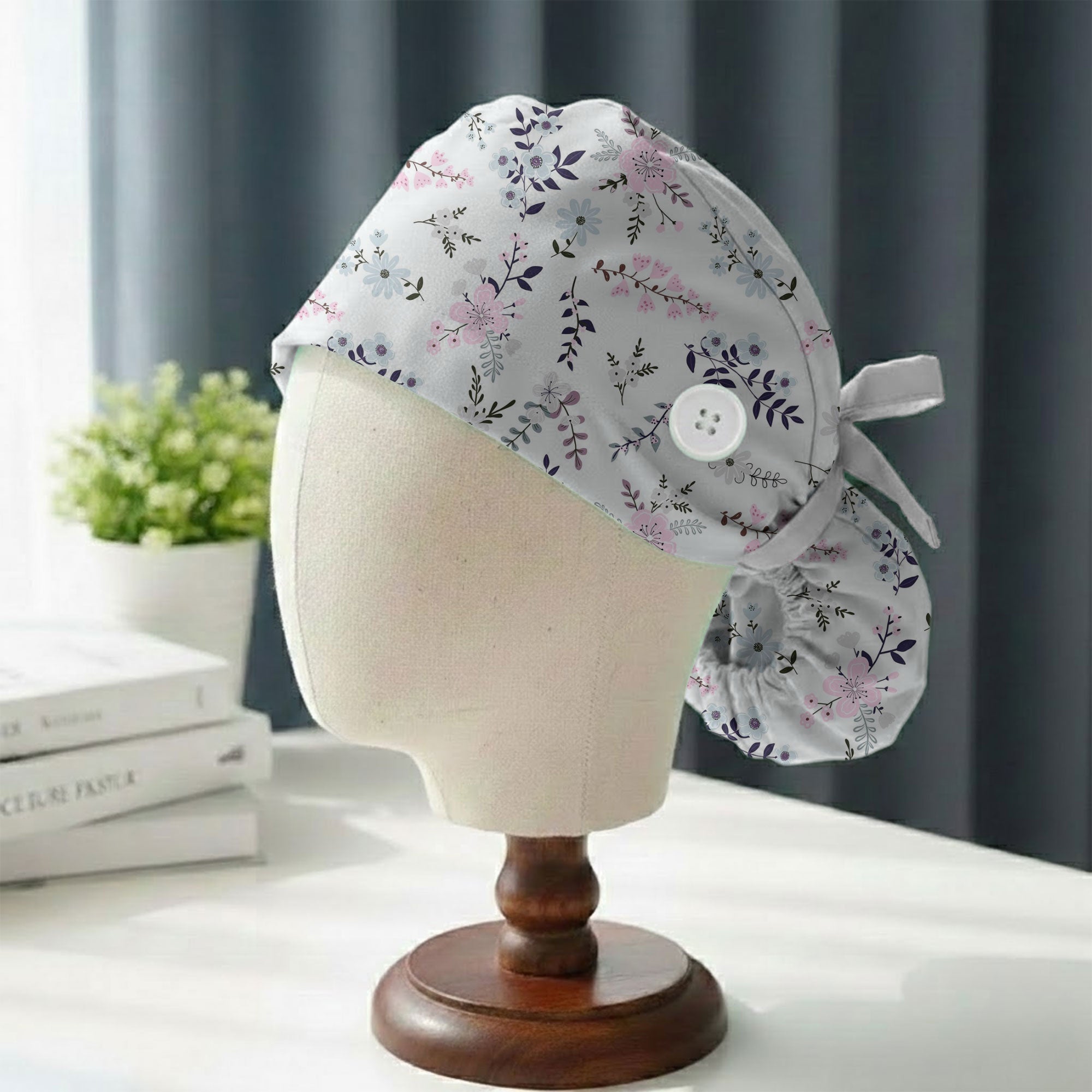 Pastel Wildflower Mini Floral Printed Scrub Cap