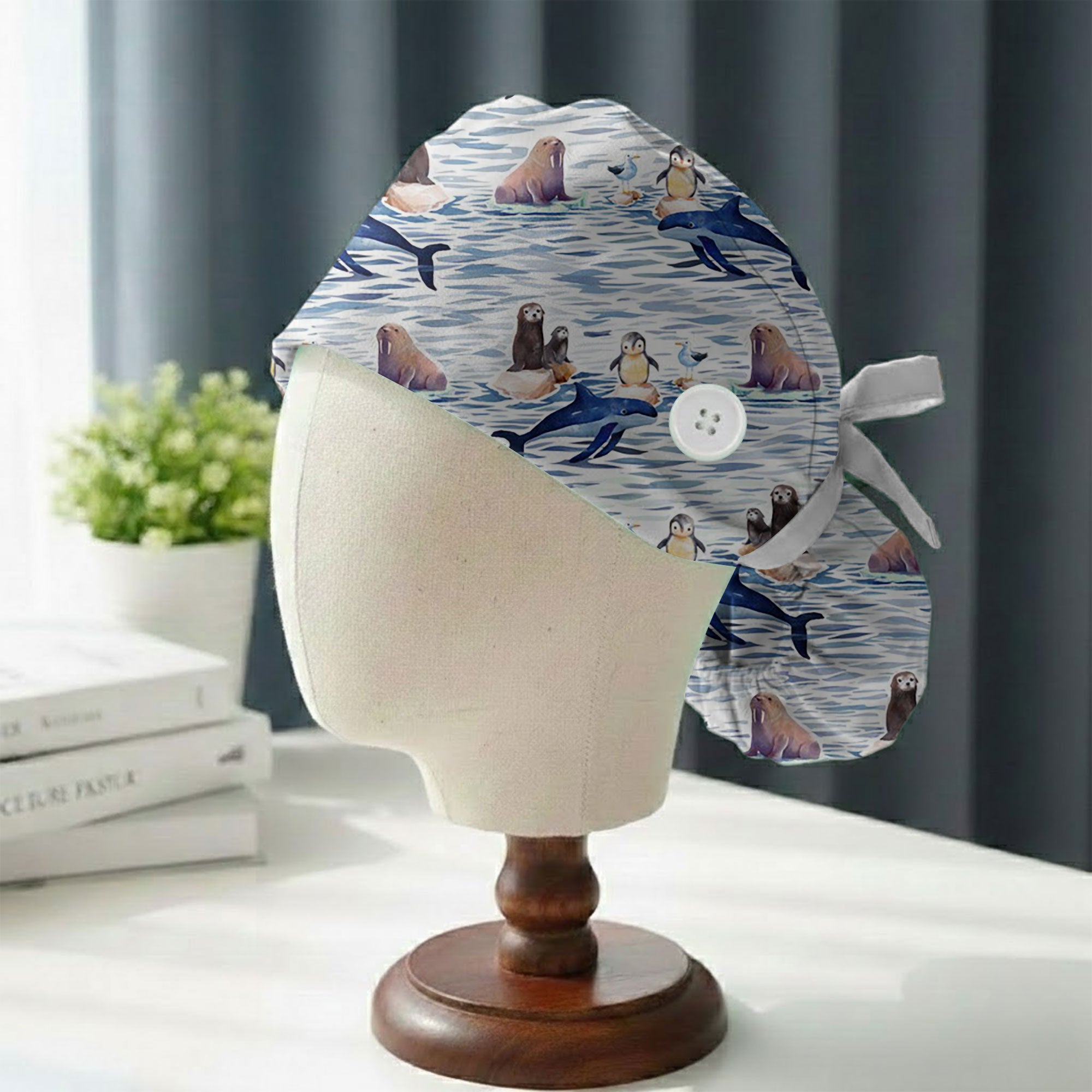 Arctic Ocean Animal Printed Scrub Cap for Nurses