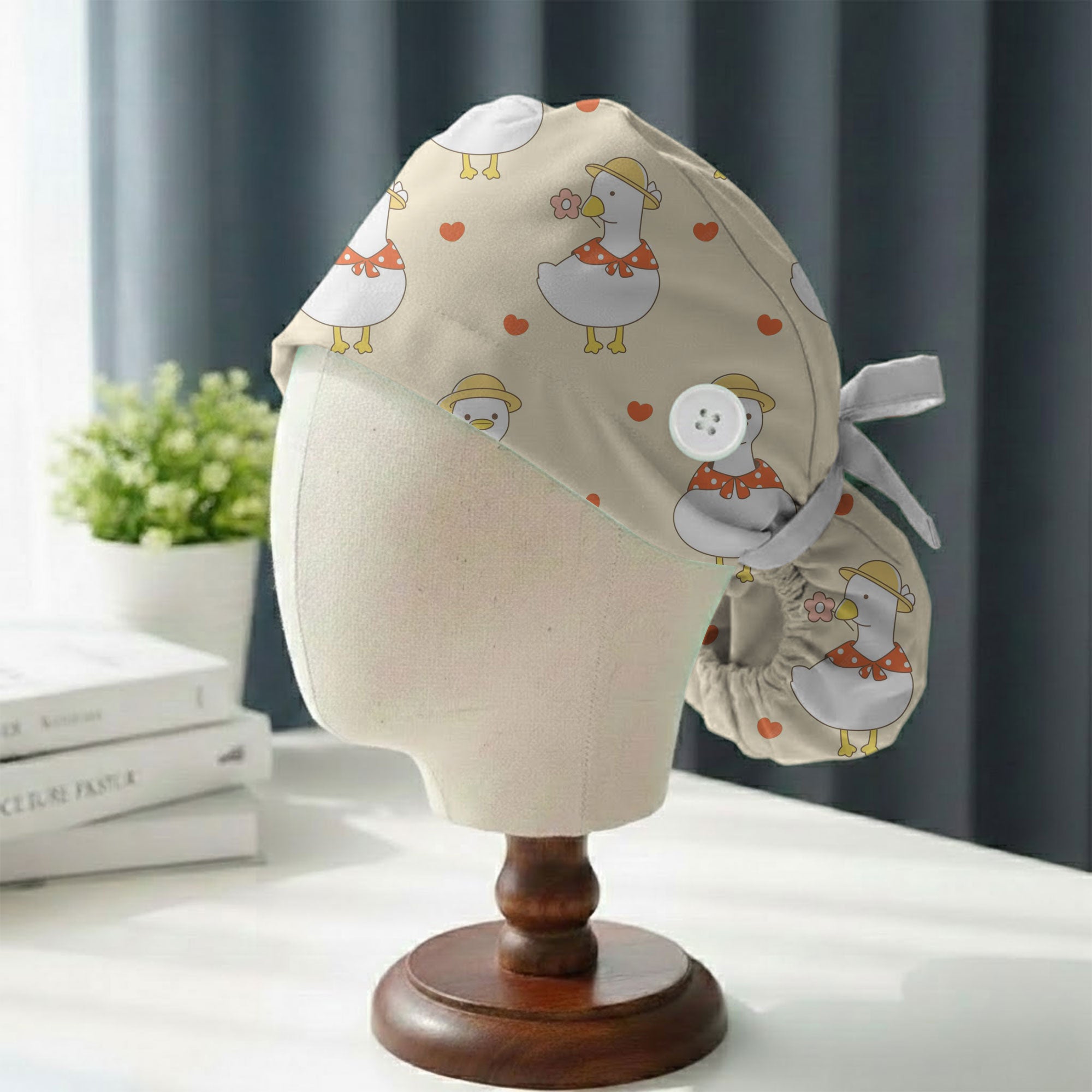 Cute Sun Hat Goose Printed Scrub Cap for Spring