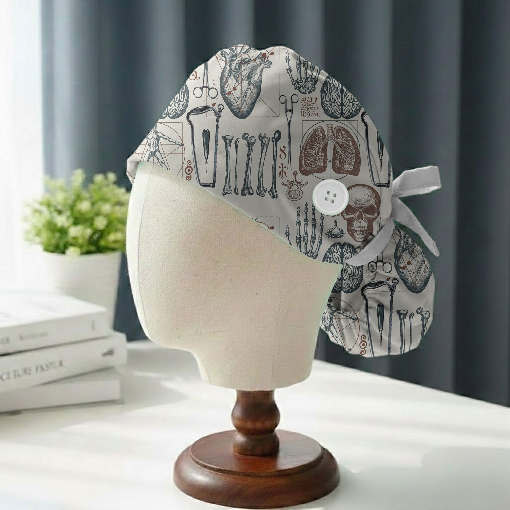 Vintage Anatomy and Medical Illustration Printed Scrub Cap