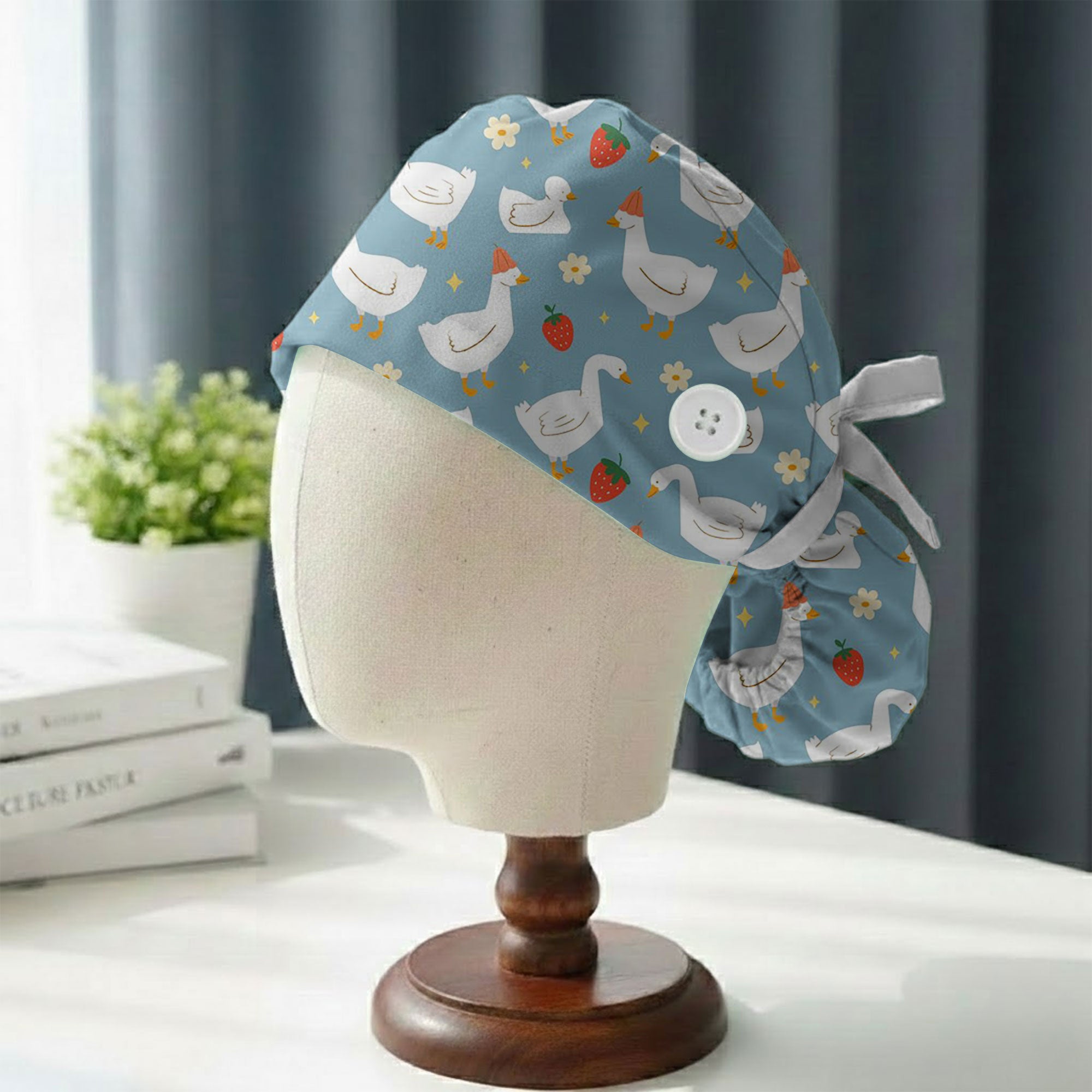 Cute Goose and Strawberry Printed Scrub Cap for Nurses