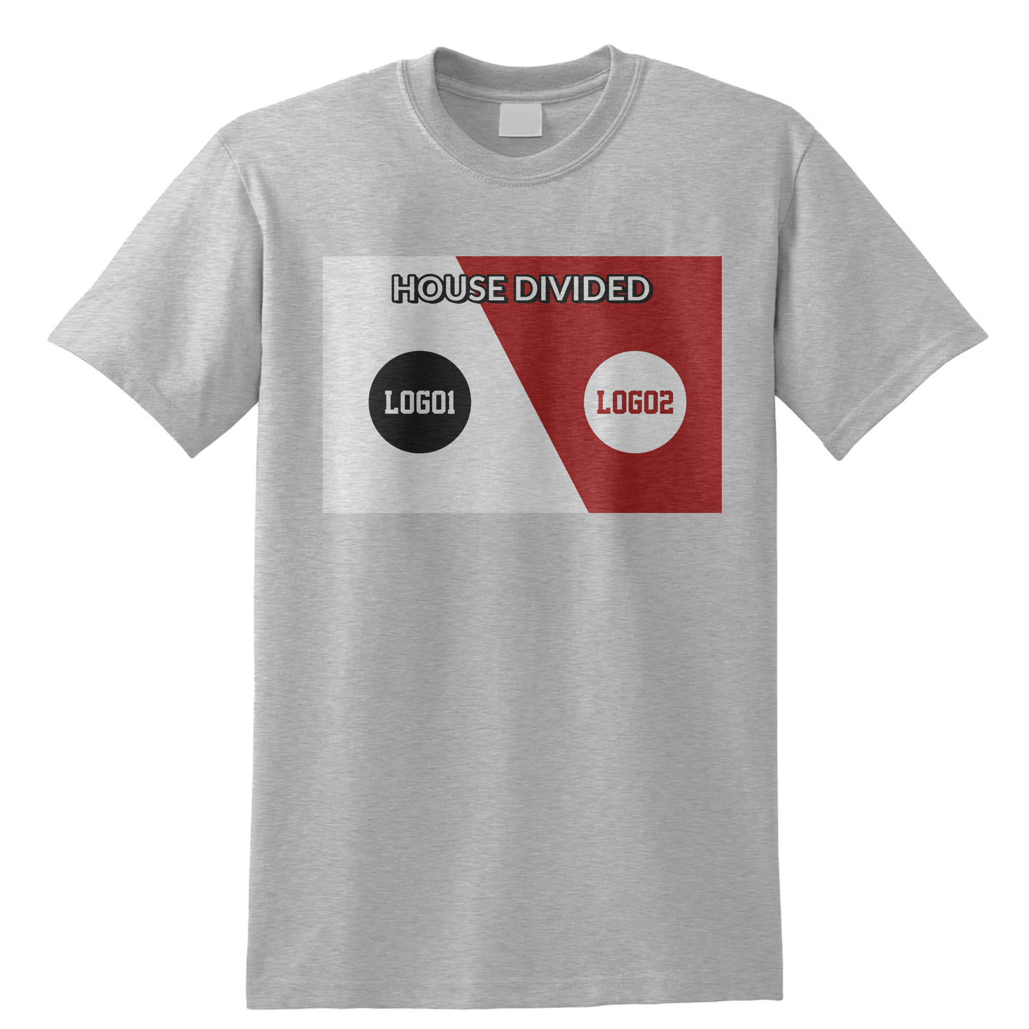 Personalized House Divided Sports Shirt – Any Teams, Any League 6 - front view, custom embroidered apparel by Intriklo