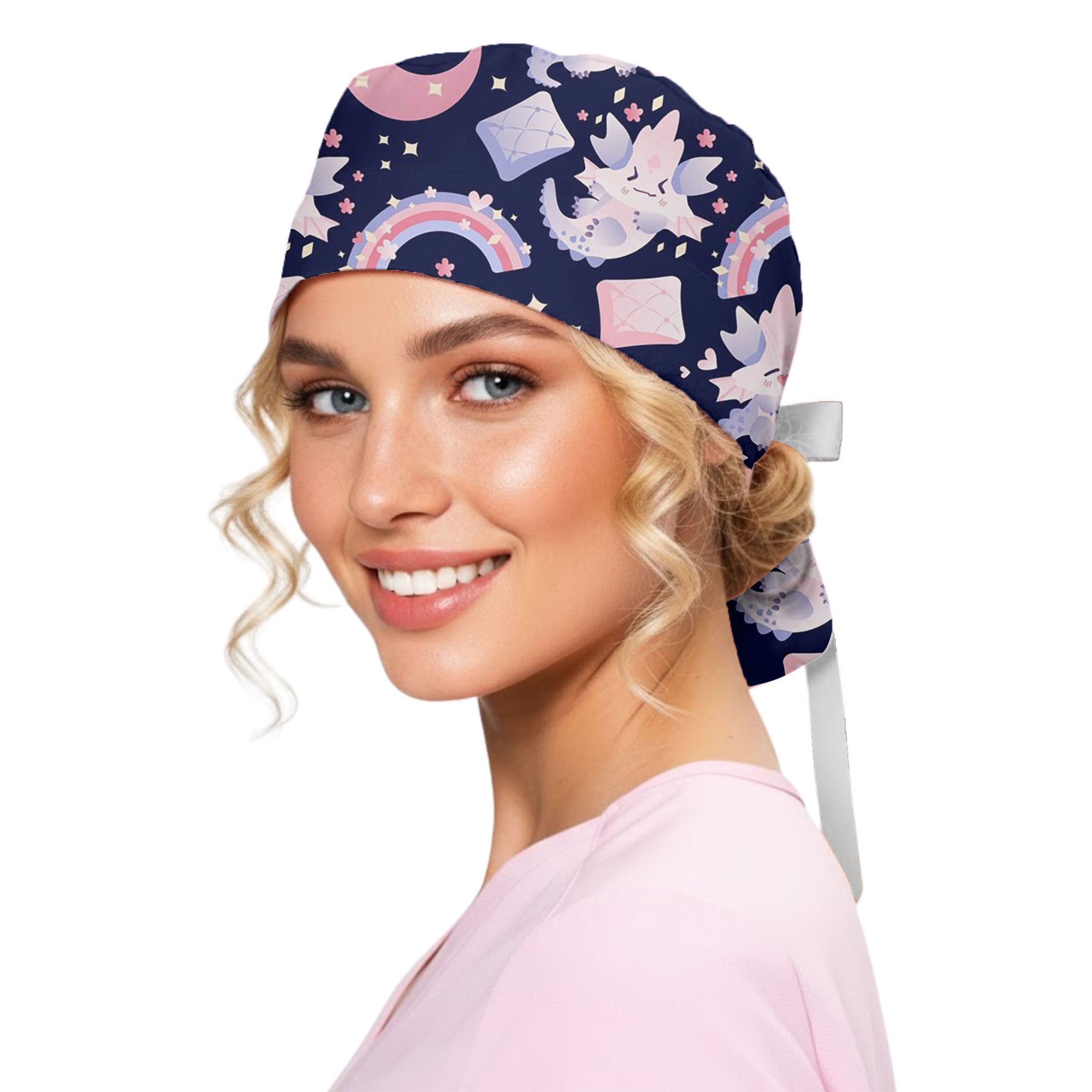 Navy Pastel Baby Dragon Magic Printed Scrub Cap