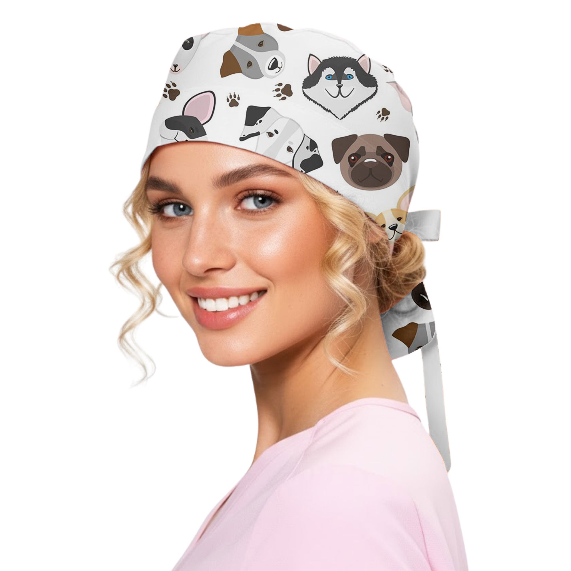 Mixed Dog Breed Printed Scrub Cap for Vet Lovers
