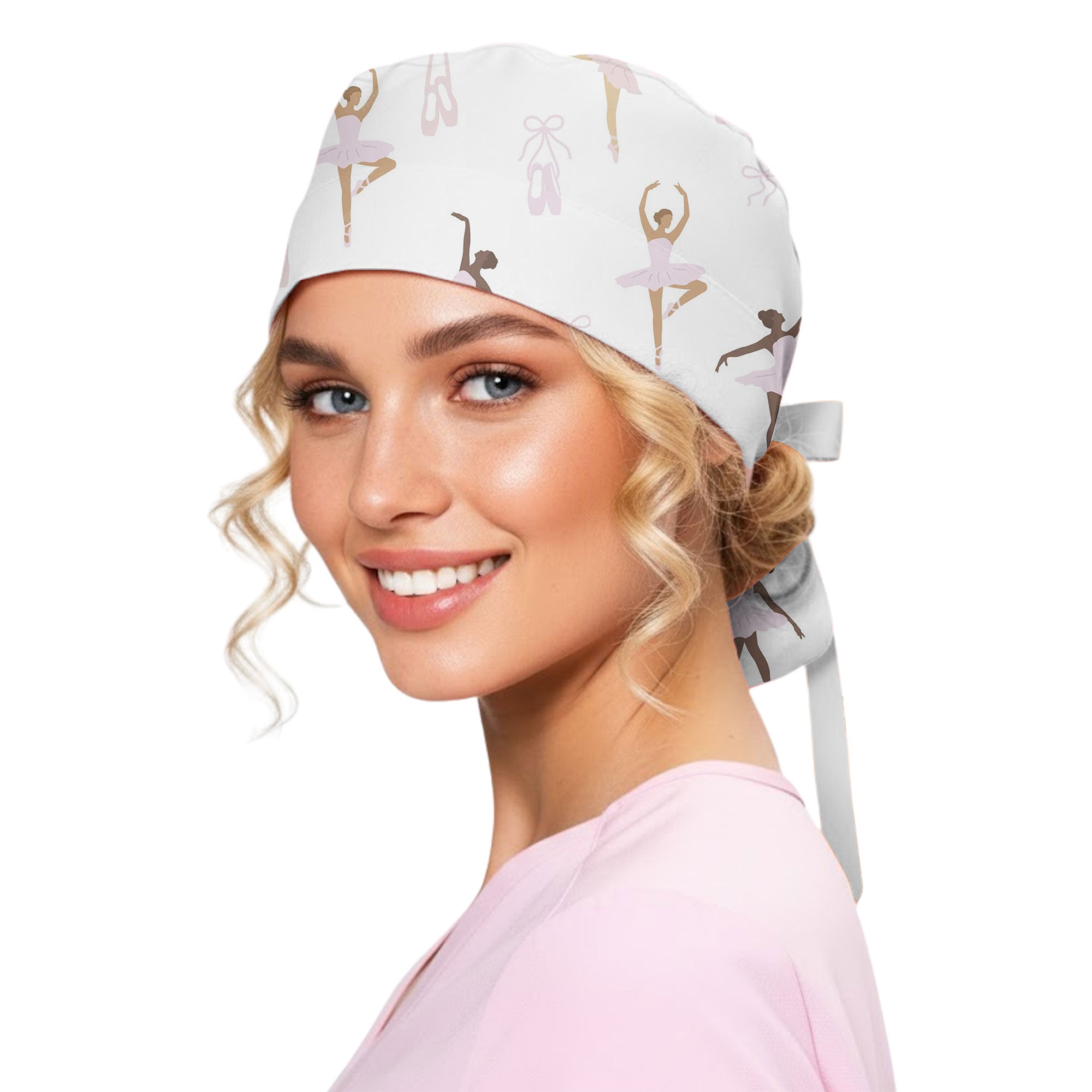 Ballerina Dance Printed Scrub Cap for Pediatric Nurses