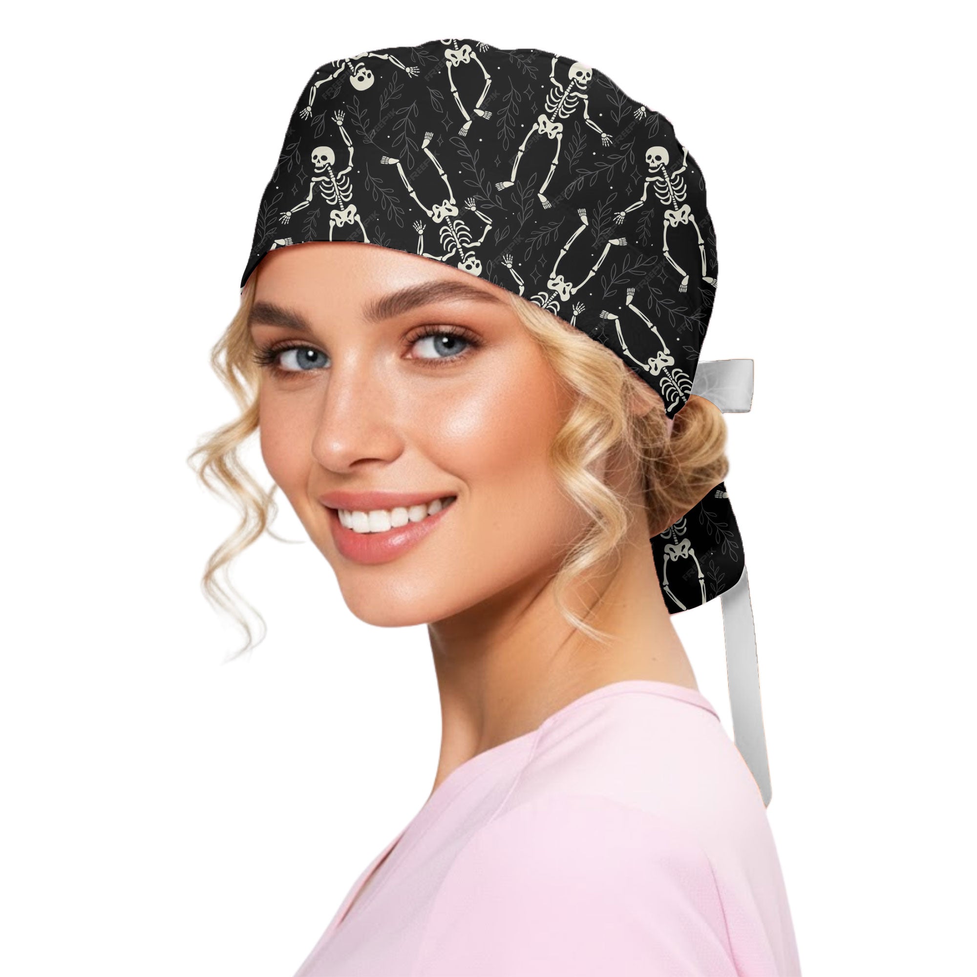 Dancing Skeleton Printed Scrub Cap for Halloween