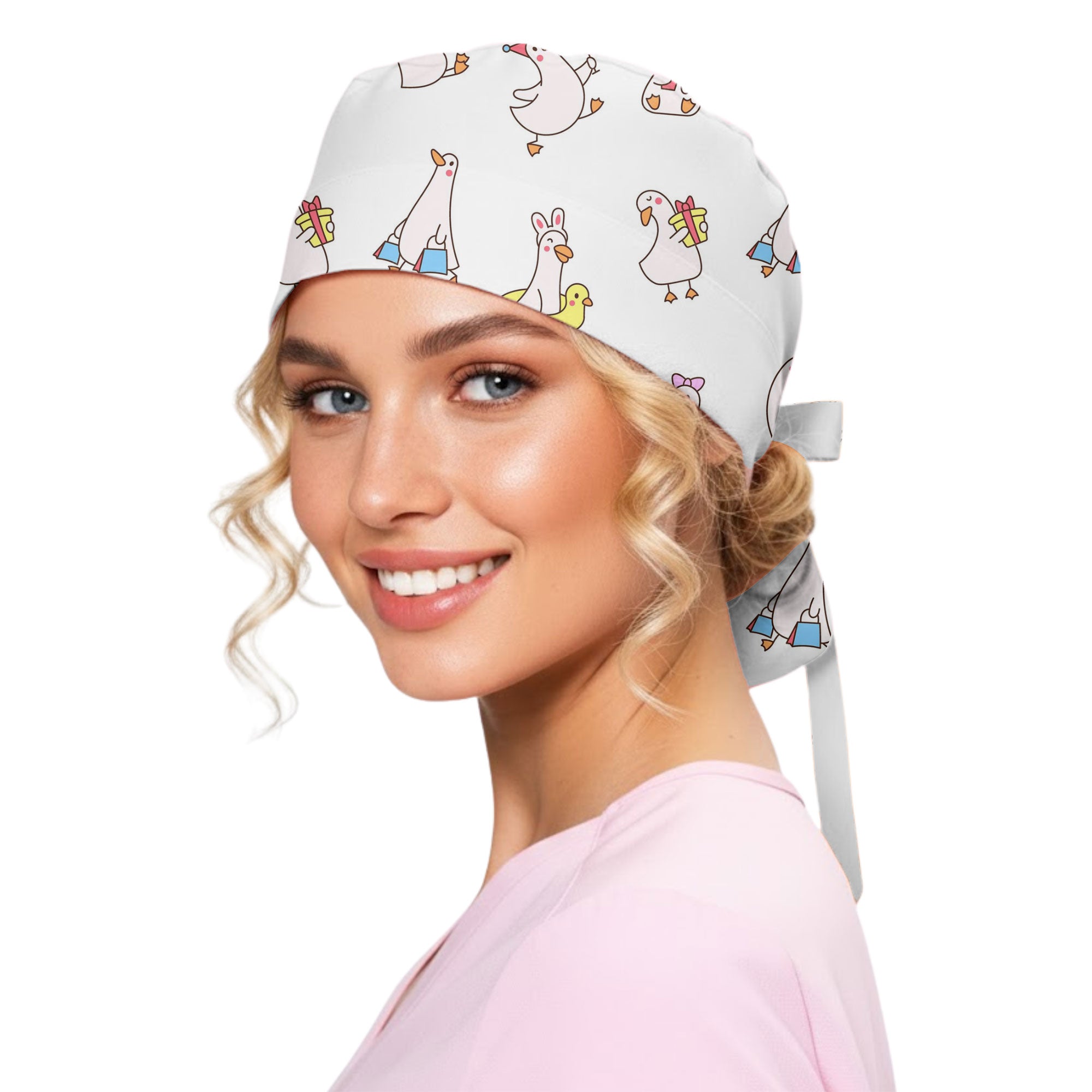 Funny Goose Cartoon Printed Scrub Cap for Nurses