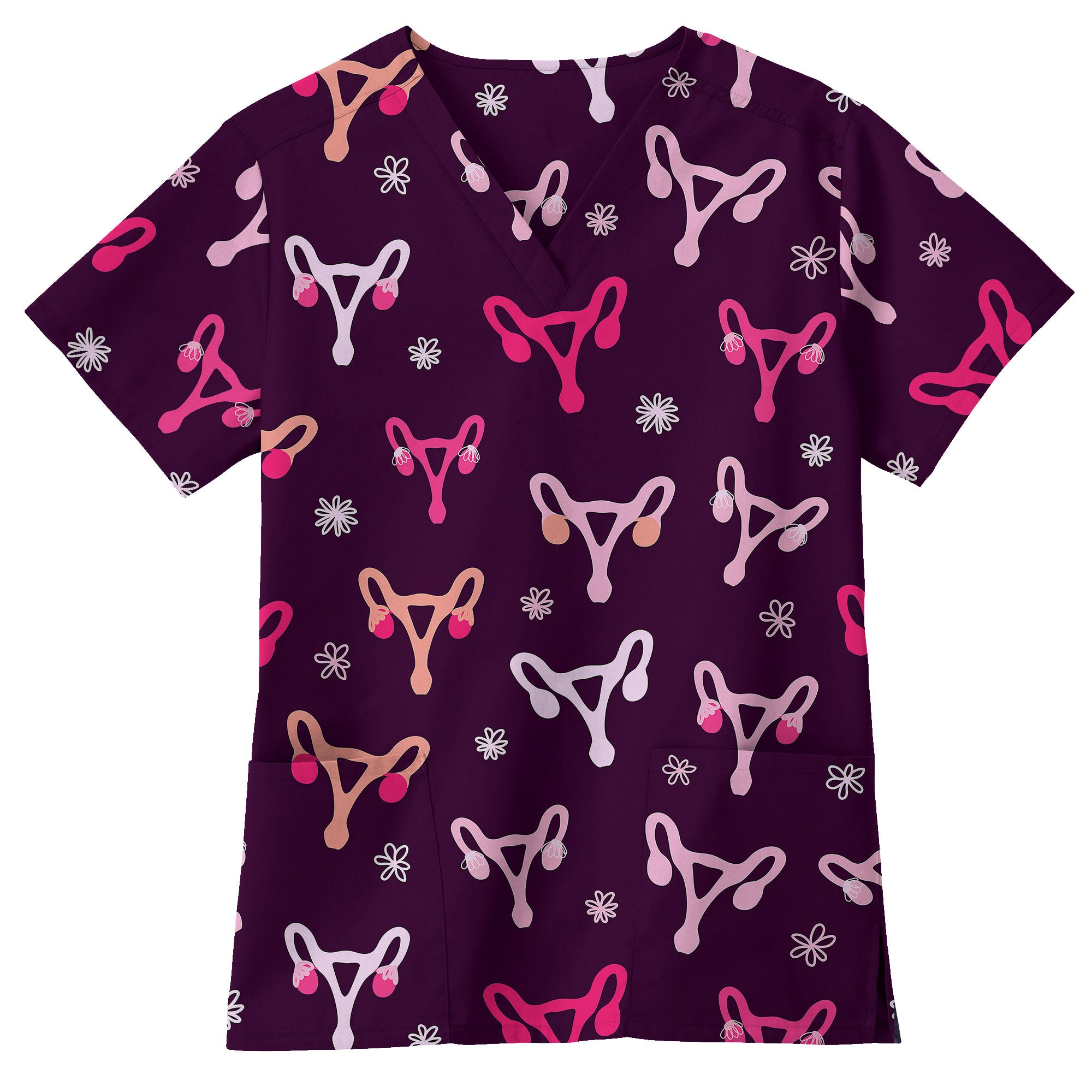 Women's Health Anatomy Printed Scrub Top for OB GYN Nurses