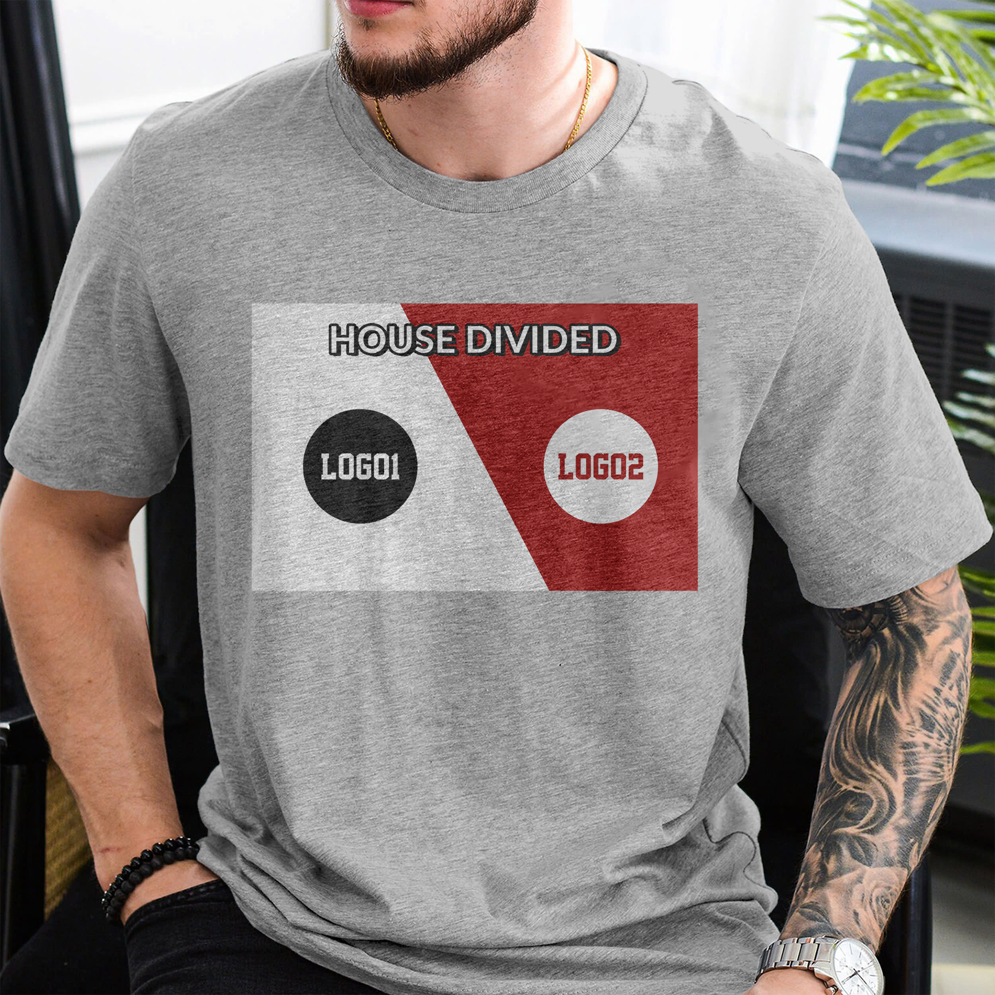 Personalized House Divided Sports Shirt – Any Teams, Any League 6 - detail view, custom embroidered by Intriklo