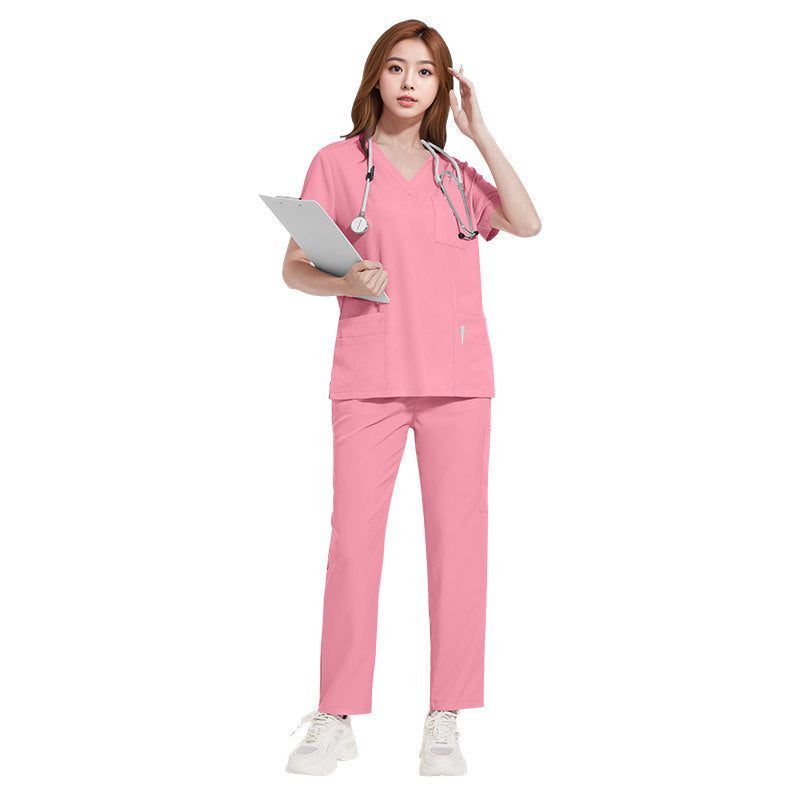 Hand washing clothes for men and women, lightweight, comfortable, breathable, casual V-neck doctor and nurse overalls, multi-color and layerable