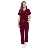 NiaaHinn new slim-fit nurse uniform for women, short sleeve, dark blue, hospital clinic medical workwear two-piece set