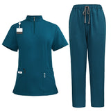 Temperament style stand-up collar hand washing clothes Hospital doctors and nurses beauty salon nurse uniforms work clothes solid color surgical clothes are quick-drying