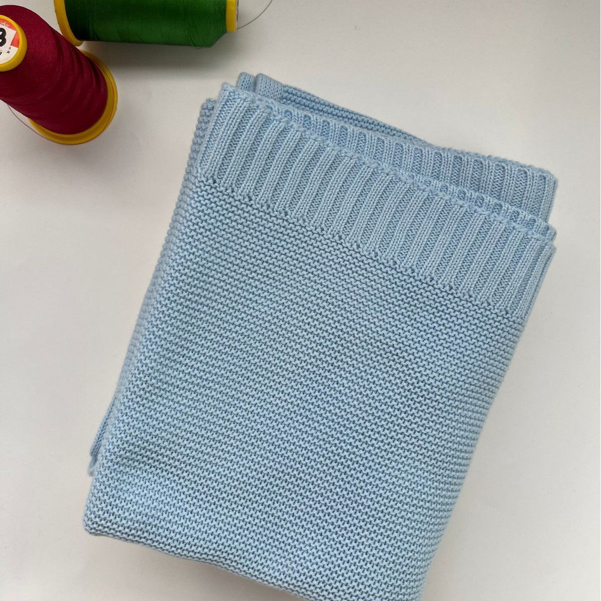 Sky Blue knit baby blanket, plain color option