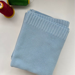 Sky Blue knit baby blanket, plain color option