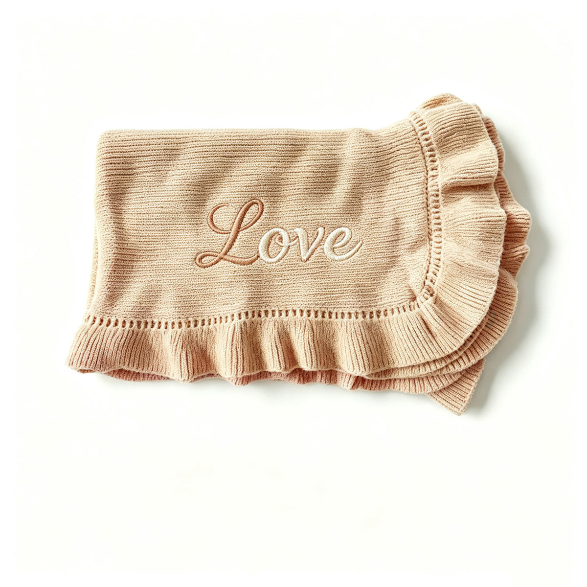 Apricot knit baby blanket, plain color option