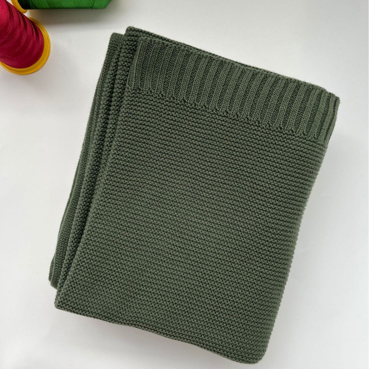 Army Green knit baby blanket, plain color option