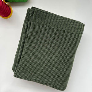 Army Green knit baby blanket, plain color option