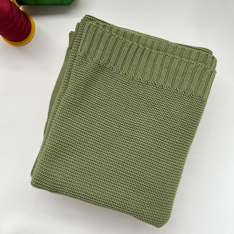 Pea Green knit baby blanket, plain color option