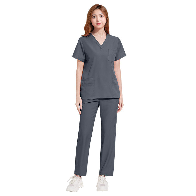 Hand washing clothes for men and women, lightweight, comfortable, breathable, casual V-neck doctor and nurse overalls, multi-color and layerable