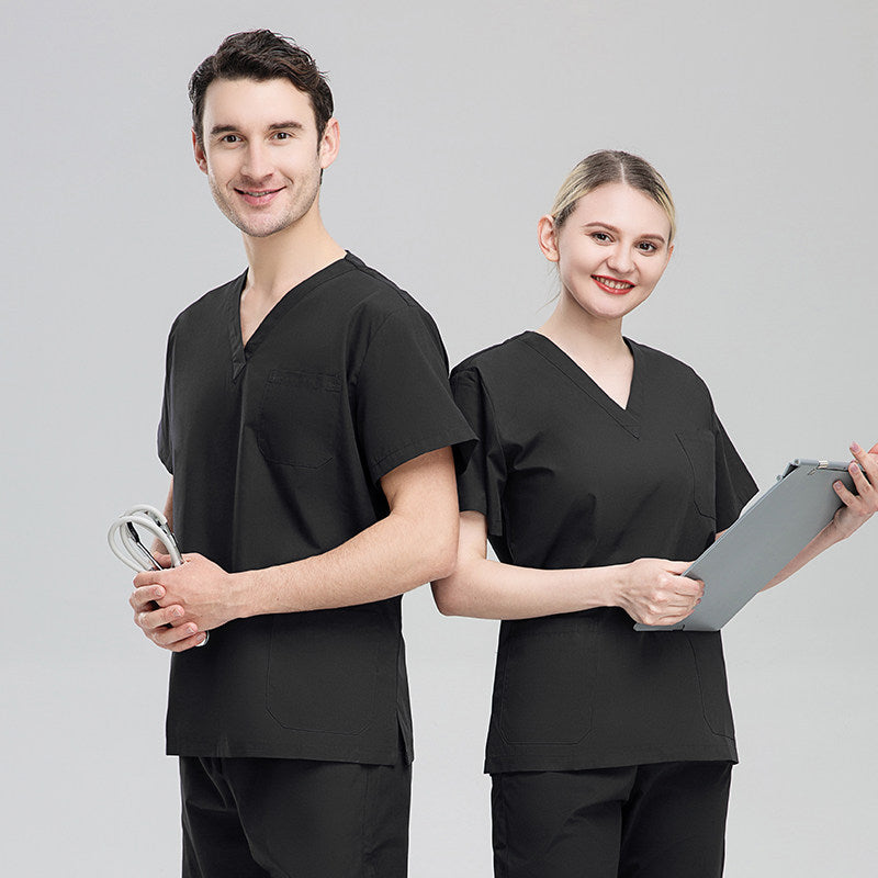 Plus size solid color polyester cotton overalls short sleeve hand clothes hand clothes hand clothes brush hand clothes surgical clothes dental brush hand clothes women