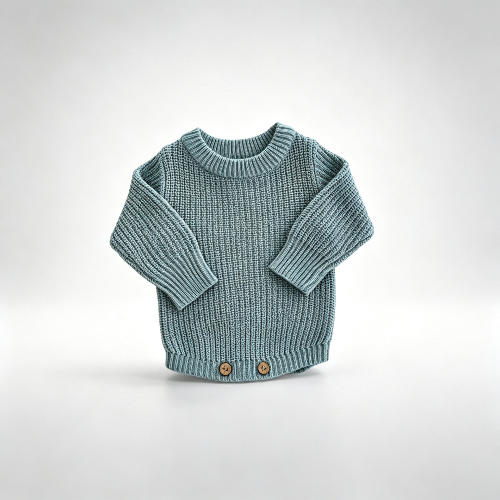 Gray Blue – Classic Hem knit baby romper