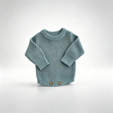 Gray Blue – Classic Hem knit baby romper