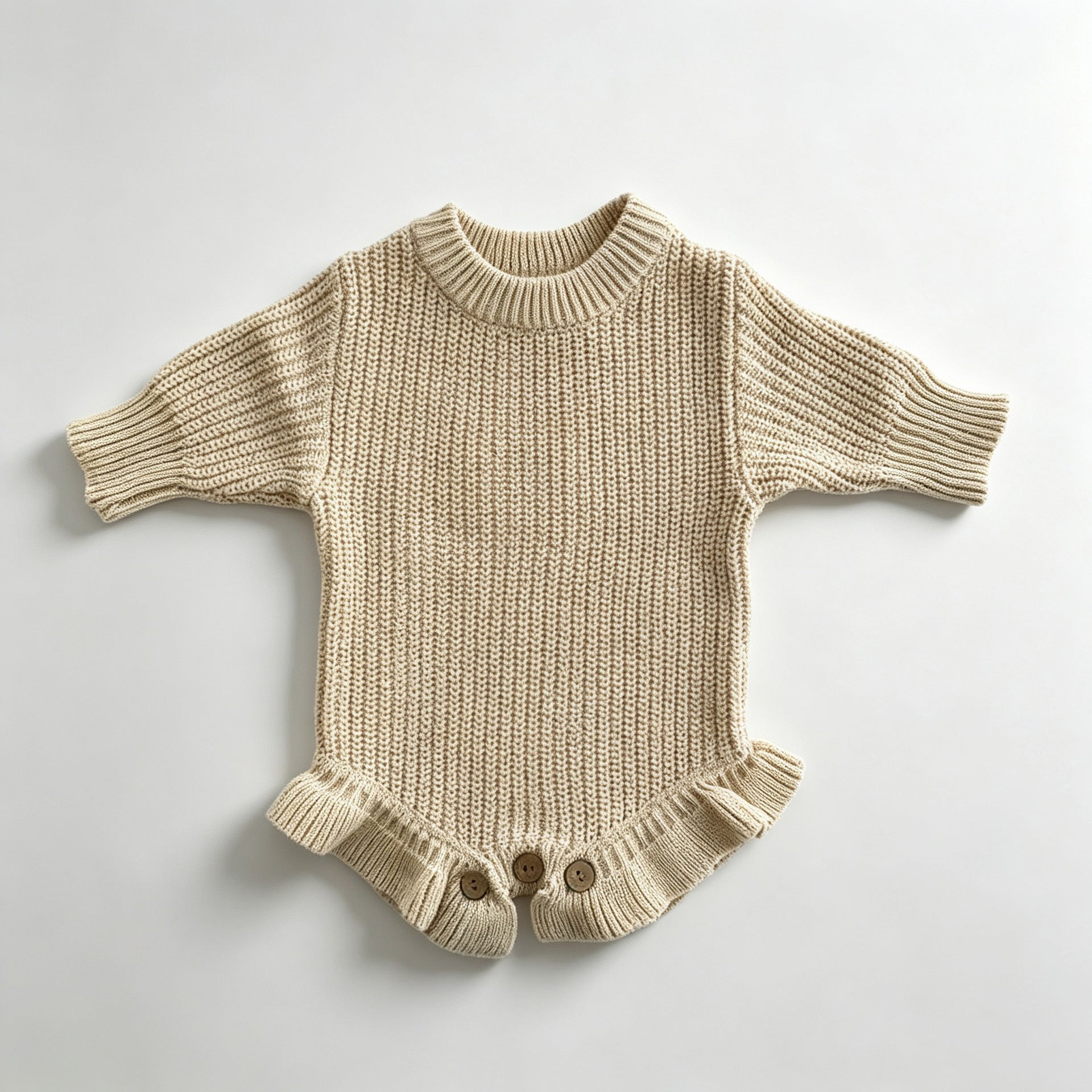 Apricot – Ruffle Hem knit baby romper