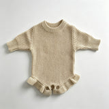 Apricot – Ruffle Hem knit baby romper