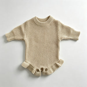 Apricot – Ruffle Hem knit baby romper