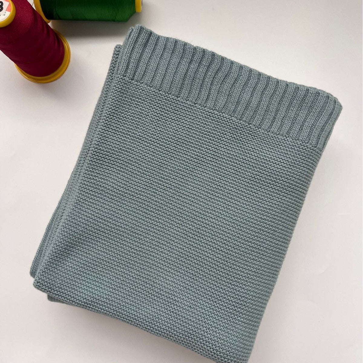 Gray Blue knit baby blanket, plain color option