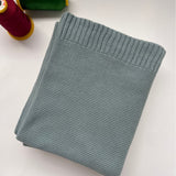 Gray Blue knit baby blanket, plain color option