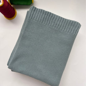 Gray Blue knit baby blanket, plain color option