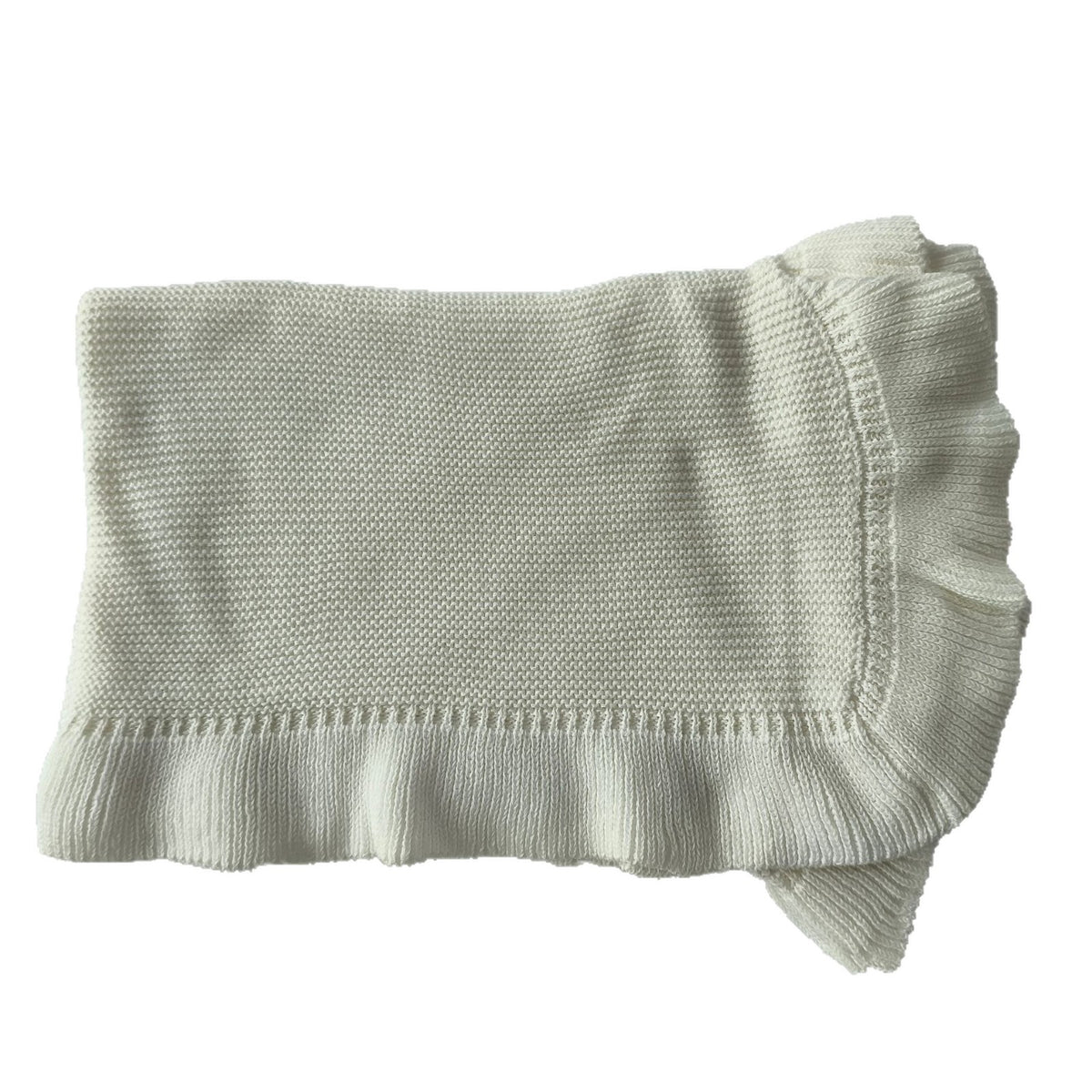 Sage ruffle knit baby blanket, plain