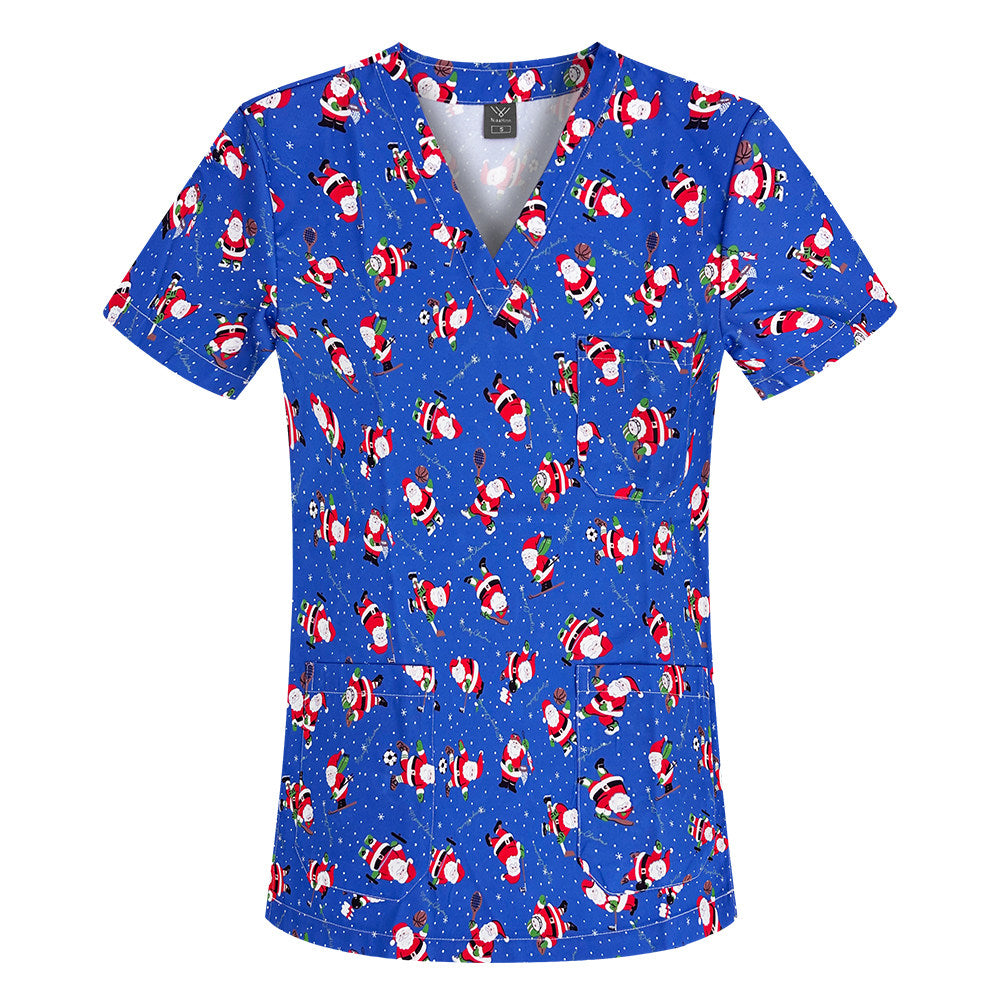 Stretch Nurse Uniform Female Print Dental Stretch Quick Dry Dental Hospital Oral Care Work Brush Hand Clothes Hand Washing Clothes