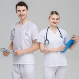Plus size solid color polyester cotton overalls short sleeve hand clothes hand clothes hand clothes brush hand clothes surgical clothes dental brush hand clothes women