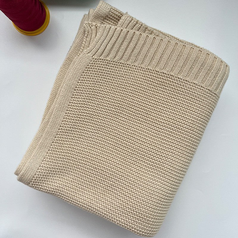 Apricot cotton knit baby blanket, plain color option