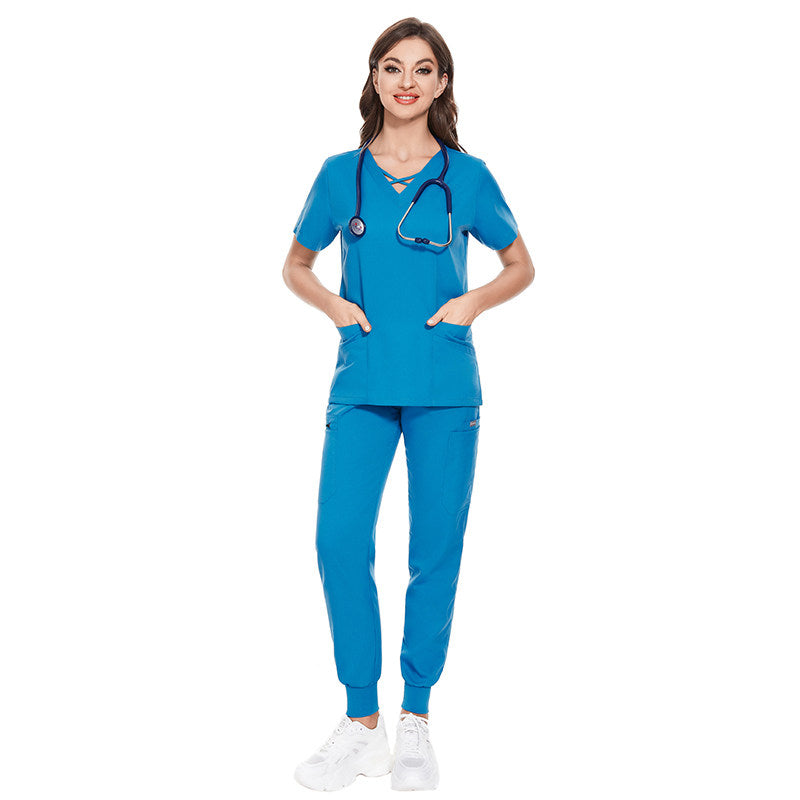 Hospital operating room surgical gown set, women's slim-fit nurse uniform, elastic quick-dry hand sanitizer, beauty salon work uniform