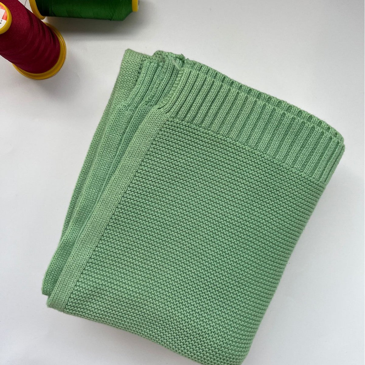 Light Green knit baby blanket, plain color option
