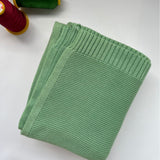 Light Green knit baby blanket, plain color option