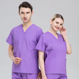 Plus size solid color polyester cotton overalls short sleeve hand clothes hand clothes hand clothes brush hand clothes surgical clothes dental brush hand clothes women