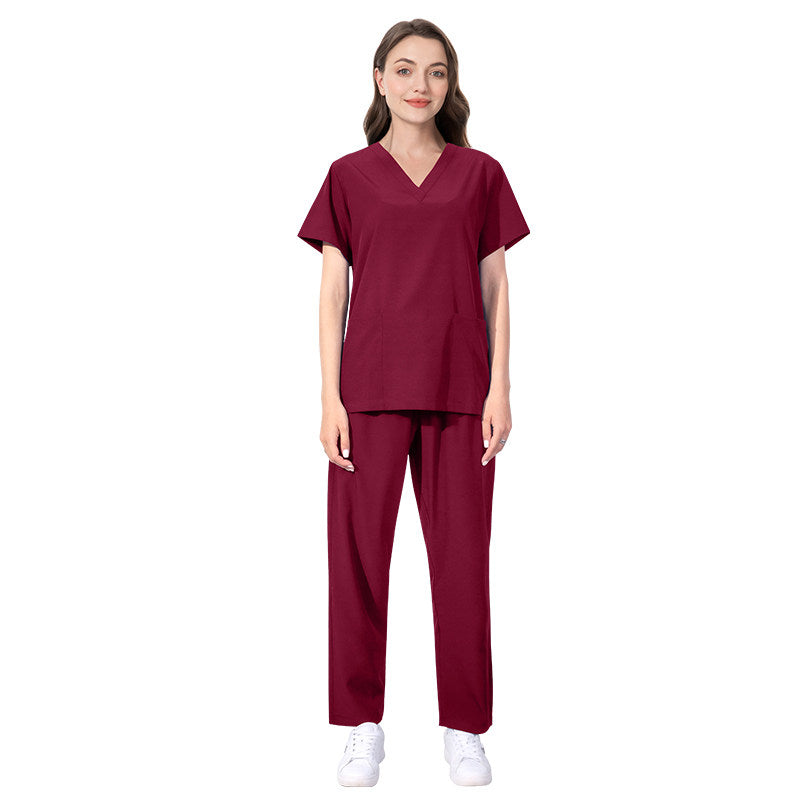 Nianqing hand washing clothes, female dentist overalls, short-sleeved wrinkle-proof, stretch operating room surgical gown, nurse gown, set