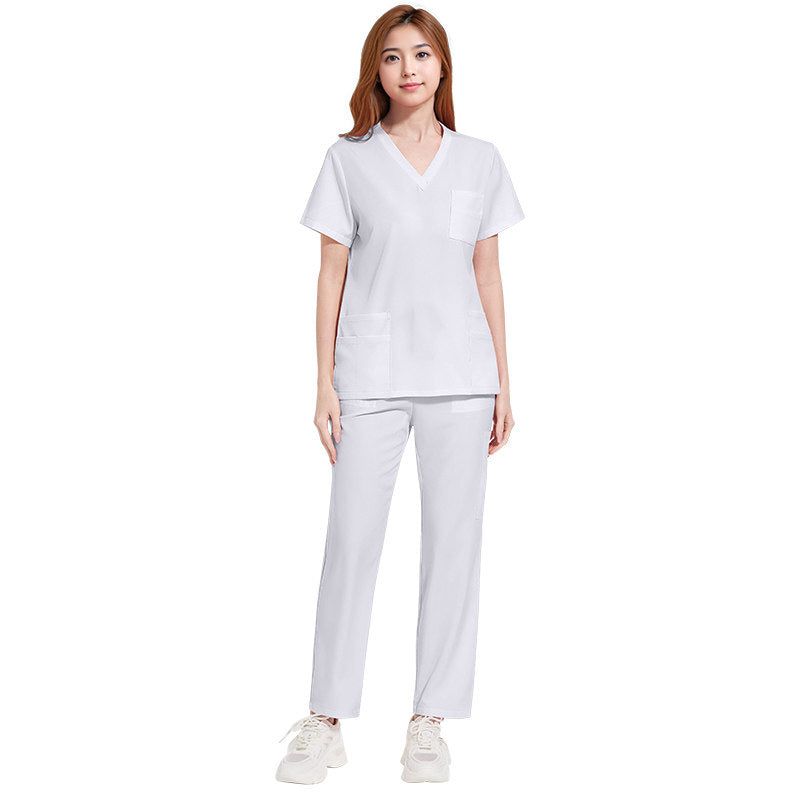 Hand washing clothes for men and women, lightweight, comfortable, breathable, casual V-neck doctor and nurse overalls, multi-color and layerable