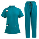 Temperament style stand-up collar hand washing clothes Hospital doctors and nurses beauty salon nurse uniforms work clothes solid color surgical clothes are quick-drying