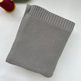 Light grey cotton knit baby blanket, plain color option
