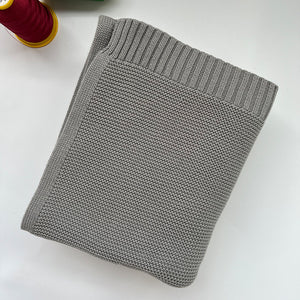 Light Gray knit baby blanket, plain color option