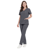 NiaaHinn new slim-fit nurse uniform for women, short sleeve, dark blue, hospital clinic medical workwear two-piece set