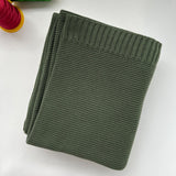Army Green knit baby blanket, plain color option