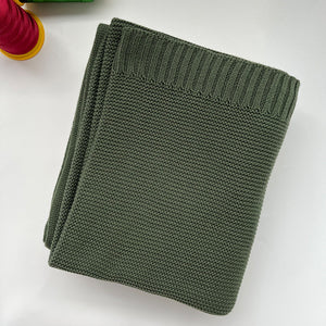 Army Green knit baby blanket, plain color option