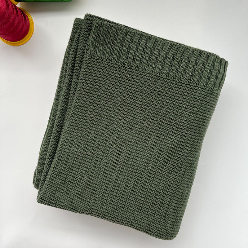 Army Green knit baby blanket, plain color option