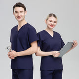 Plus size solid color polyester cotton overalls short sleeve hand clothes hand clothes hand clothes brush hand clothes surgical clothes dental brush hand clothes women
